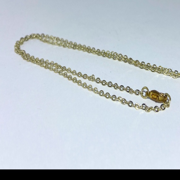 Deep Blue Sandstone Gemstone Pendant Necklace on Gold Chain - Picture 2 of 3